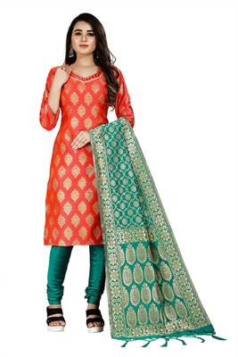 Red resham woven jacquard salwar 1