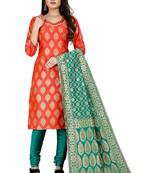 Red resham woven jacquard salwar