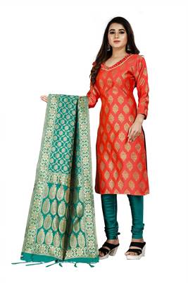Red resham woven jacquard salwar 2