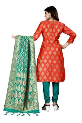 Red resham woven jacquard salwar 3