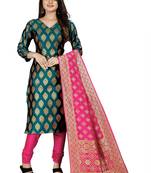 Green resham woven jacquard salwar