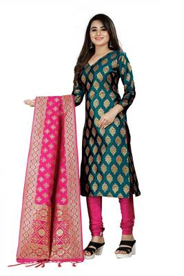 Green resham woven jacquard salwar 2