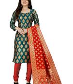 Green resham woven jacquard salwar