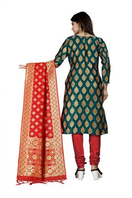 Green resham woven jacquard salwar 3