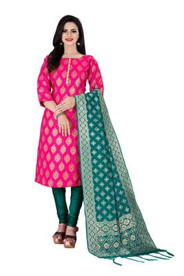 Rani-pink resham woven jacquard salwar 1