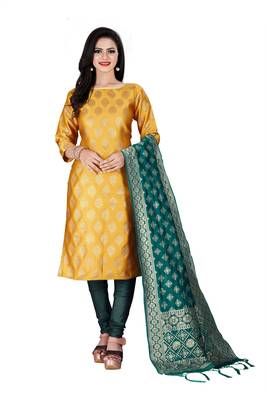 Yellow resham woven jacquard salwar 1