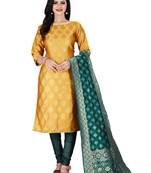 Yellow resham woven jacquard salwar