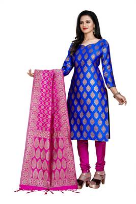 Blue resham woven jacquard salwar 1