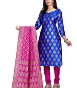 Blue resham woven jacquard salwar