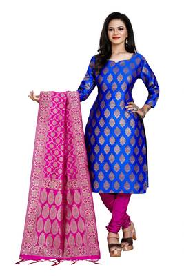 Blue resham woven jacquard salwar 2