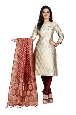Cream resham woven jacquard salwar 1