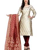 Cream resham woven jacquard salwar