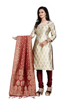 Cream resham woven jacquard salwar 2
