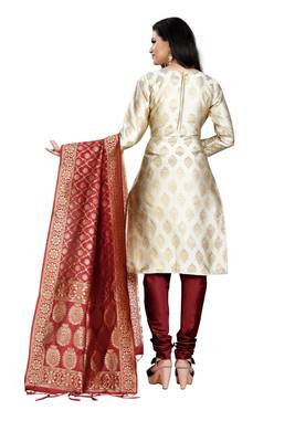 Cream resham woven jacquard salwar 3