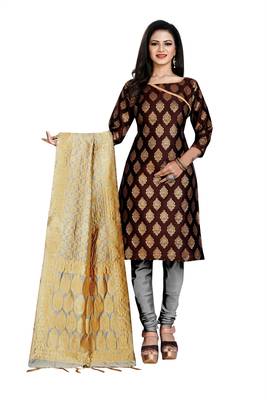 Brown resham woven jacquard salwar 1