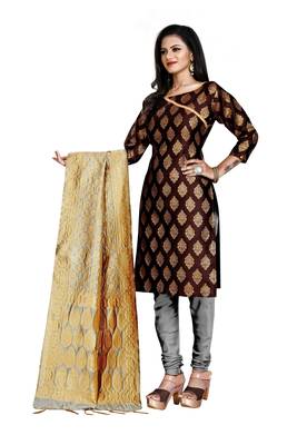 Brown resham woven jacquard salwar 2