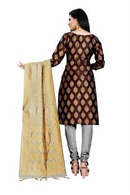 Brown resham woven jacquard salwar 3