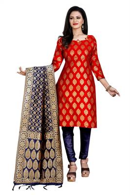 Red resham woven jacquard salwar 1