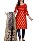 Red resham woven jacquard salwar