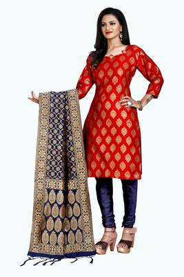 Red resham woven jacquard salwar 2