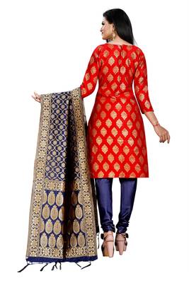 Red resham woven jacquard salwar 3