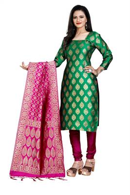 Green resham woven jacquard salwar 1