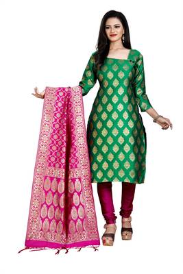 Green resham woven jacquard salwar 2