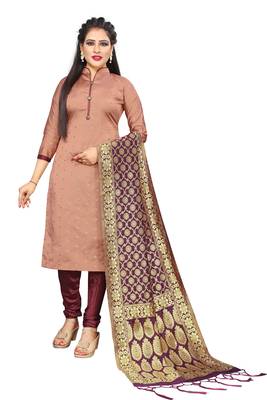 Brown resham woven jacquard salwar 1