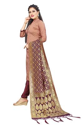 Brown resham woven jacquard salwar 2