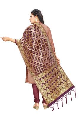 Brown resham woven jacquard salwar 3