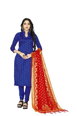 Blue resham woven jacquard salwar 2