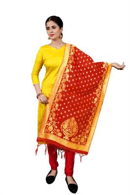 Yellow resham woven jacquard salwar 1