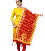 Yellow resham woven jacquard salwar