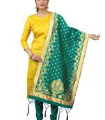Yellow resham woven jacquard salwar
