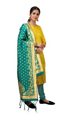 Yellow resham woven jacquard salwar 2