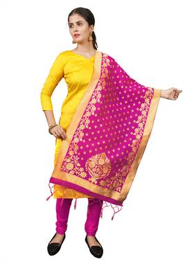 Yellow resham woven jacquard salwar 1