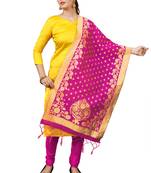 Yellow resham woven jacquard salwar