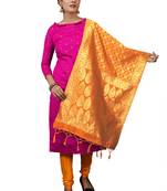 Rani-pink resham woven jacquard salwar