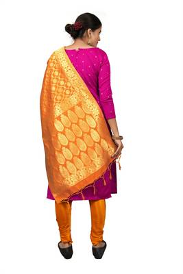 Rani-pink resham woven jacquard salwar 2
