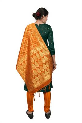 Green resham woven jacquard salwar 2