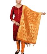 Red resham woven jacquard salwar