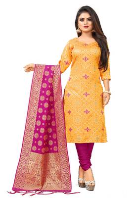 Yellow resham woven jacquard salwar 1