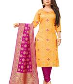 Yellow resham woven jacquard salwar