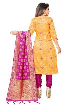 Yellow resham woven jacquard salwar 2