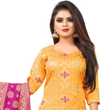 Yellow resham woven jacquard salwar 4