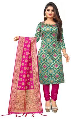 Green resham woven jacquard salwar 1