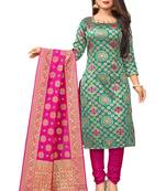 Green resham woven jacquard salwar