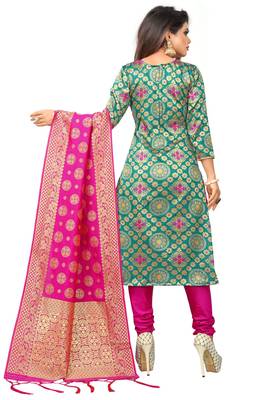 Green resham woven jacquard salwar 2