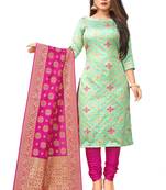 Light-green resham woven jacquard salwar