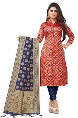 Red resham woven jacquard salwar 1
